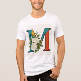 M Floral Monogram, M Initiaal met Flower Touch Tri-Blend Shirt