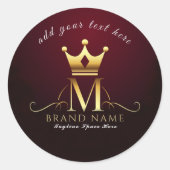 M - gekroonde Classic ronde Sticker (Voorkant)