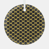 M Gold Desk Mat met Moderne Zwarte Dot Stijl Cirke Glas Ornament (Voorkant)