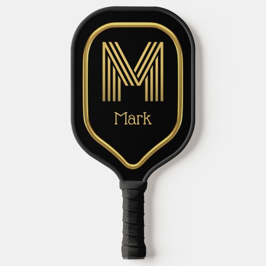 M Gold Initiaal Pickleball Paddle (Voorkant)
