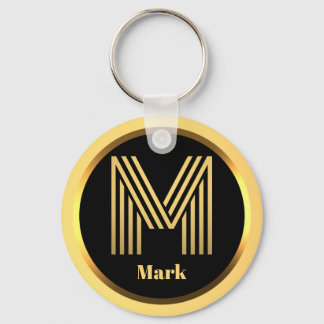 M Gold Monogrammed Letter Personalized Sleutelhang Sleutelhanger
