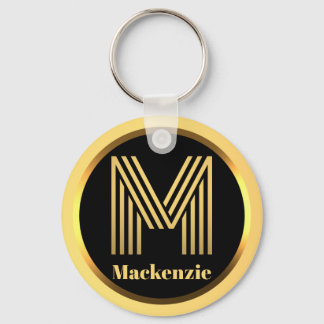 M Gold Monogrammed Letter Personalized Sleutelhang Sleutelhanger