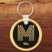 M Gold Monogrammed Letter Personalized Sleutelhang Sleutelhanger (Voorkant)