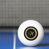 M gouden monogram op zwart pingpongbal (Net)