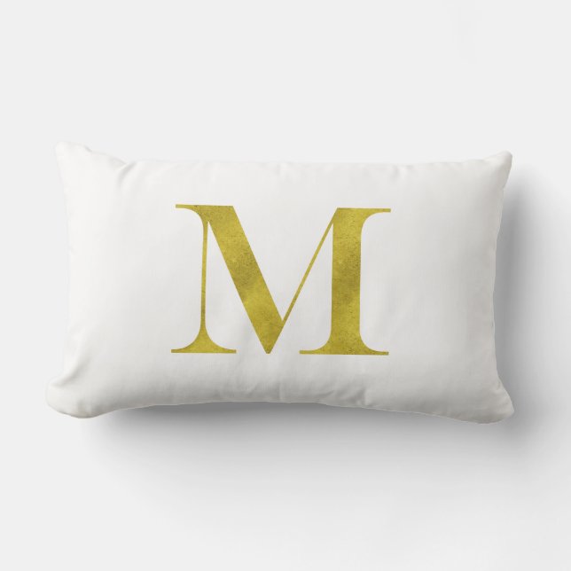 M Gravers Monogram Gold Faux Glitter Sjabloon Kussen (Voorkant)