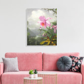 M. HEADE - Kolibrie Perched op het Orchidee Plant Canvas Afdruk (Insitu (Woonkamer))