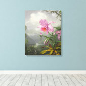 M. HEADE - Kolibrie Perched op het Orchidee Plant Canvas Afdruk (Insitu (Houten vloer))