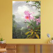 M. HEADE - Kolibrie Perched op het Orchidee Plant Canvas Afdruk (Insitu (Woonkamer))