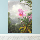 M. HEADE - Kolibrie Perched op het Orchidee Plant Canvas Afdruk (Insitu (Houten vloer))