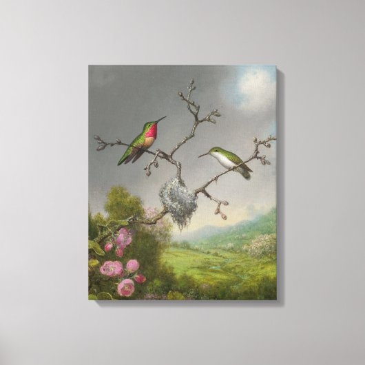 M. HEADE - Kolibries en appelbloesems (1865) Canvas Afdruk (Voorkant)
