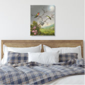 M. HEADE - Kolibries en appelbloesems (1865) Canvas Afdruk (Insitu (Slaapkamer))
