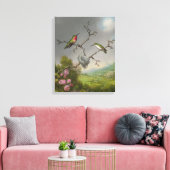M. HEADE - Kolibries en appelbloesems (1865) Canvas Afdruk (Insitu (Woonkamer))
