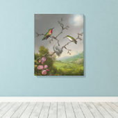 M. HEADE - Kolibries en appelbloesems (1865) Canvas Afdruk (Insitu (Houten vloer))