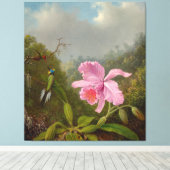 M. HEADE - Vechten tegen kolibries met roze orchid Canvas Afdruk (Insitu (Houten vloer))