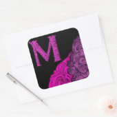 M - Het Falck Alfabet (Roze) Vierkante Sticker (Envelop)