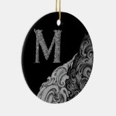 M - Het Falck Alphabet (Silvery) Keramisch Ornament (Rechts)