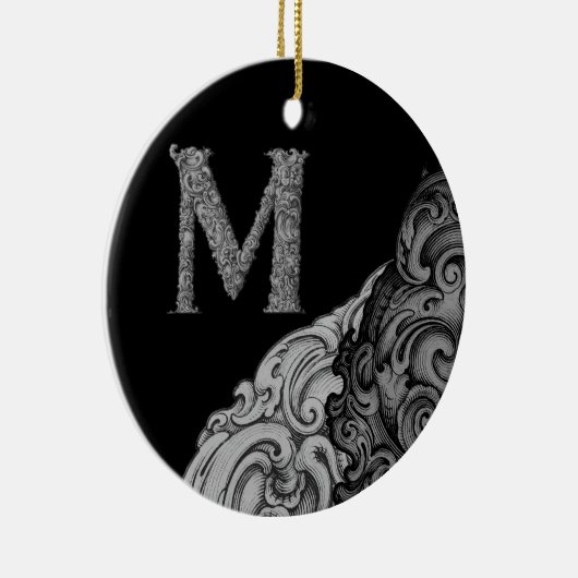 M - Het Falck Alphabet (Silvery) Keramisch Ornament (Rechts)