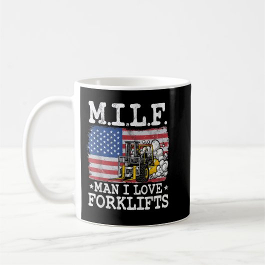 M.I.L.F. Man I Love Forklifts American Flag Forkli Koffiemok (Links)