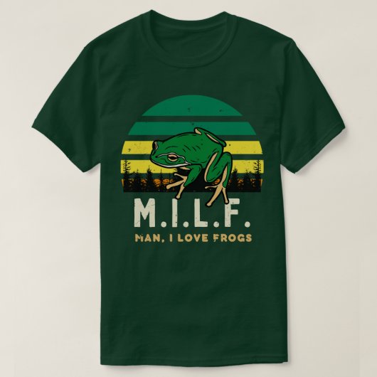 M I L F Man Ik hou van Frogs Funny Retro T-shirt (Design voorkant)