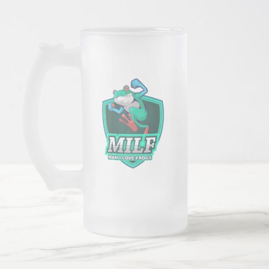 M.I.L.F. - Man, ik hou van kikkers Matglas Bierpul (Links)