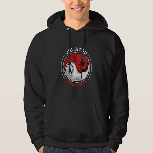 M Ial Jiu Jitsu Retro Train Fight Yin Yang Fist Hoodie (Voorkant)