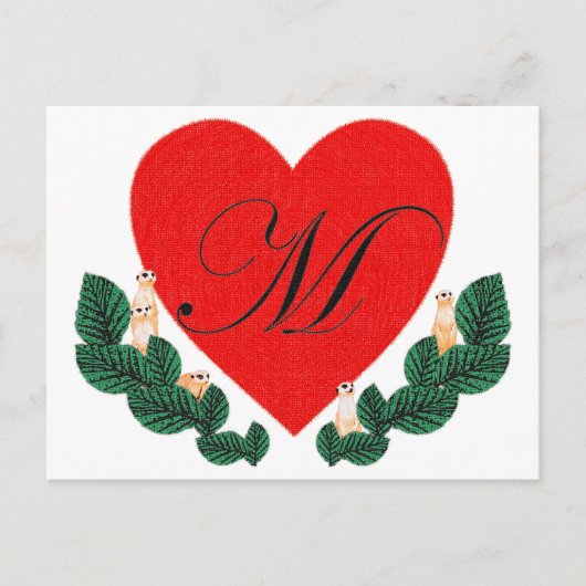 M in het hart briefkaart (Voorkant)