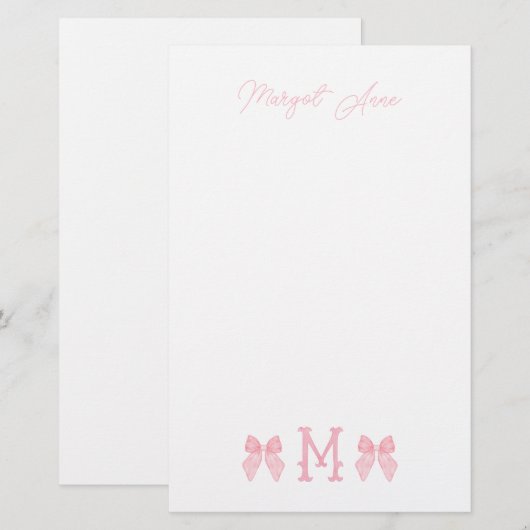 "M"-Initiaal Briefpapier (Voorkant / Achterkant)