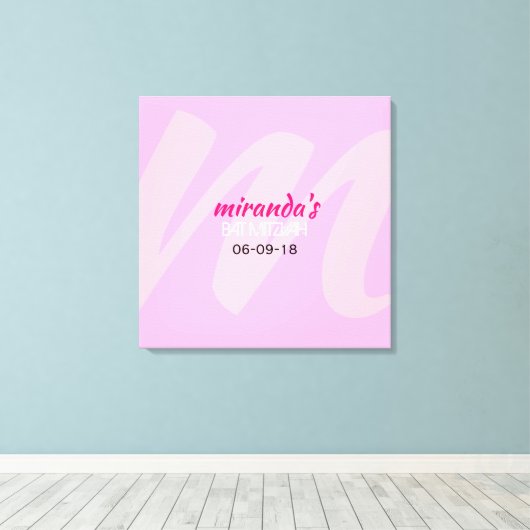 M INITIAAL COLLECTIE Bat Mitzvah Inlogbord Canvas Afdruk (Insitu (Houten vloer))