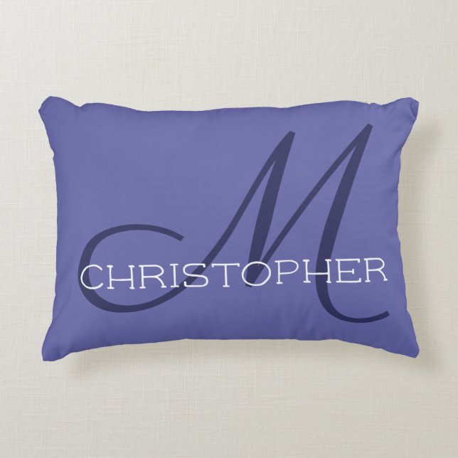 M Initiaal Elegant Name Periwinkle Blue Stylish Accent Kussen (Voorkant)
