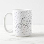 M Initiaal Monogram Witte Diamanten Print Koffiemok (Links)