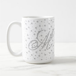 M Initiaal Monogram Witte Diamanten Print Koffiemok