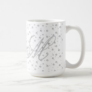 M Initiaal Monogram Witte Diamanten Print Koffiemok