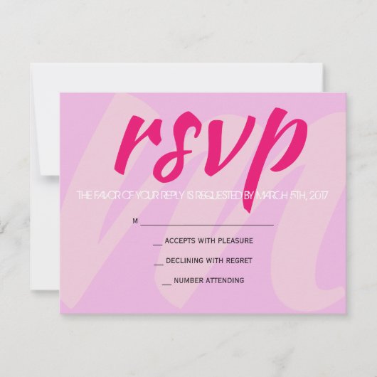 M INITIALEN Bar Bat Mitzvah Reply Card RSVP Kaartje (Voorkant)