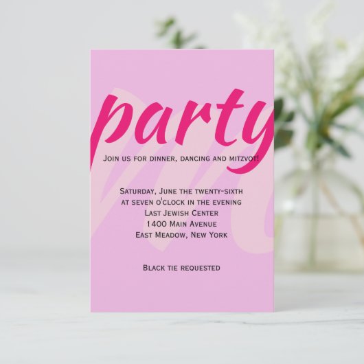 M INITIALEN Bat Mitzvah Party Reception Card Kaart (Staand voorkant)