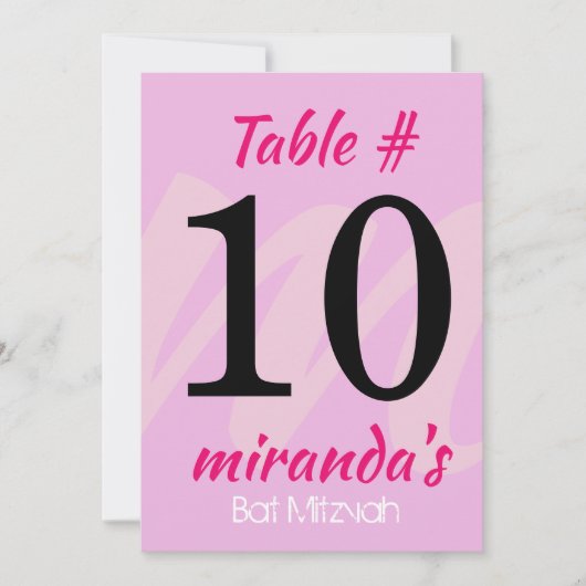 M INITIALEN BBT Mitzvah Party Table Place card Kaart (Voorkant)