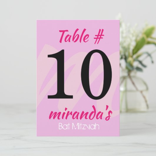 M INITIALEN BBT Mitzvah Party Table Place card Kaart (Staand voorkant)