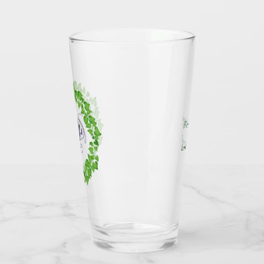 M Initiële Boho Groene Loofkrans Schattig Leuk Glas (Links)