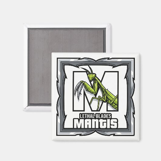 M is for Mantis – GTA Style ABC Learning Magneet (Voorkant / Achterkant)