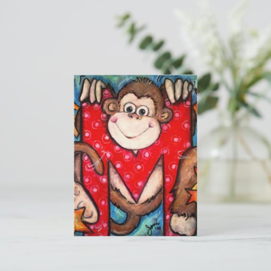 M is voor aap briefkaart (Staand voorkant)