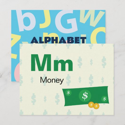 M is voor geld - Alphabet Flash Kaart (Voorkant / Achterkant)