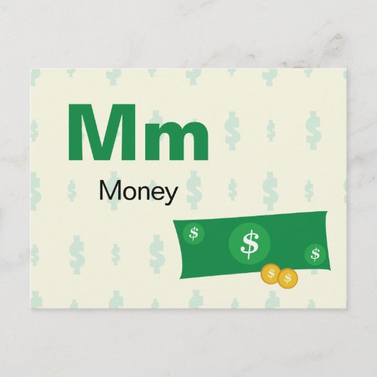 M is voor geld - Alphabet Flash Kaart (Voorkant)