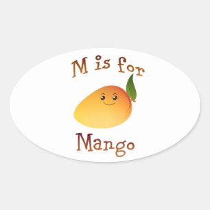 M is voor Mango Ovale Sticker