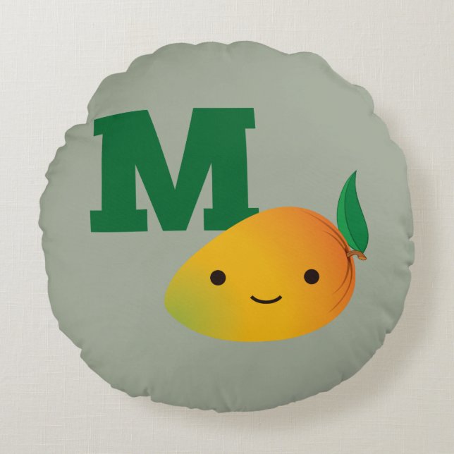M is voor Mango Rond Kussen (Voorkant)