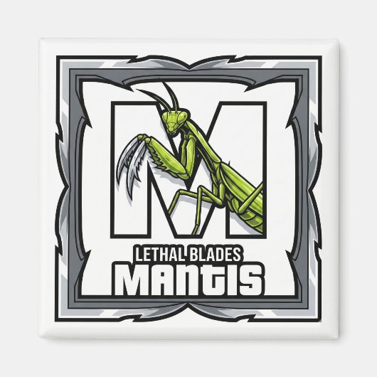 M is voor Mantis – GTA-stijl ABC-leren Magneet (Voorkant)