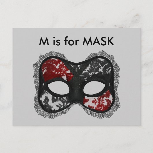 "M" is voor Mask Alphabet Flashcard Briefkaart (Voorkant)