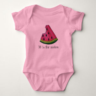 M is voor Melon Pink Watermelon Juicy Fruit Slice Romper