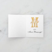 M is voor Merci Beaucoup het Hete Roze Damast u Bedankkaart (Binnen)