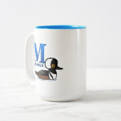 M is voor Merganser Tweekleurige Koffiemok (Voorkant links)