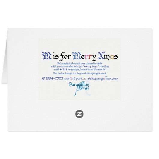 M is voor Merry Xmas Kaart (Achterkant Horizontaal)