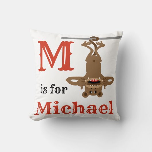M is voor Michael baby jongen Kussen (Voorkant)